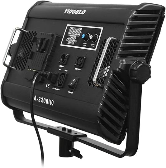 A-2200IIQ Dimmen 3200k-5500k LED 100w Bi-color Studio Video Panel Licht met Barndoor, Afstandsbediening & DMX voor conferentiefotografie Youtube Verlichting