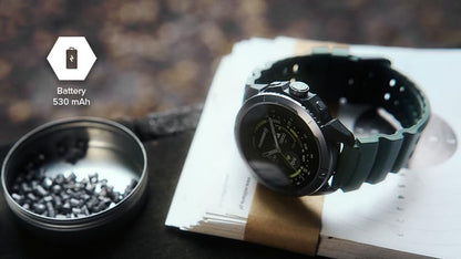 Hammer Watch 2 Military Edition, GPS, AMOLED Gorilla-glas 1,5 inch, grote 530 mAh batterij, tot 15 dagen gebruik met één lading, 5 ATM-weerstand, SOS-knop, LED-zaklamp, groen, 1.5 zoll, Tactisch