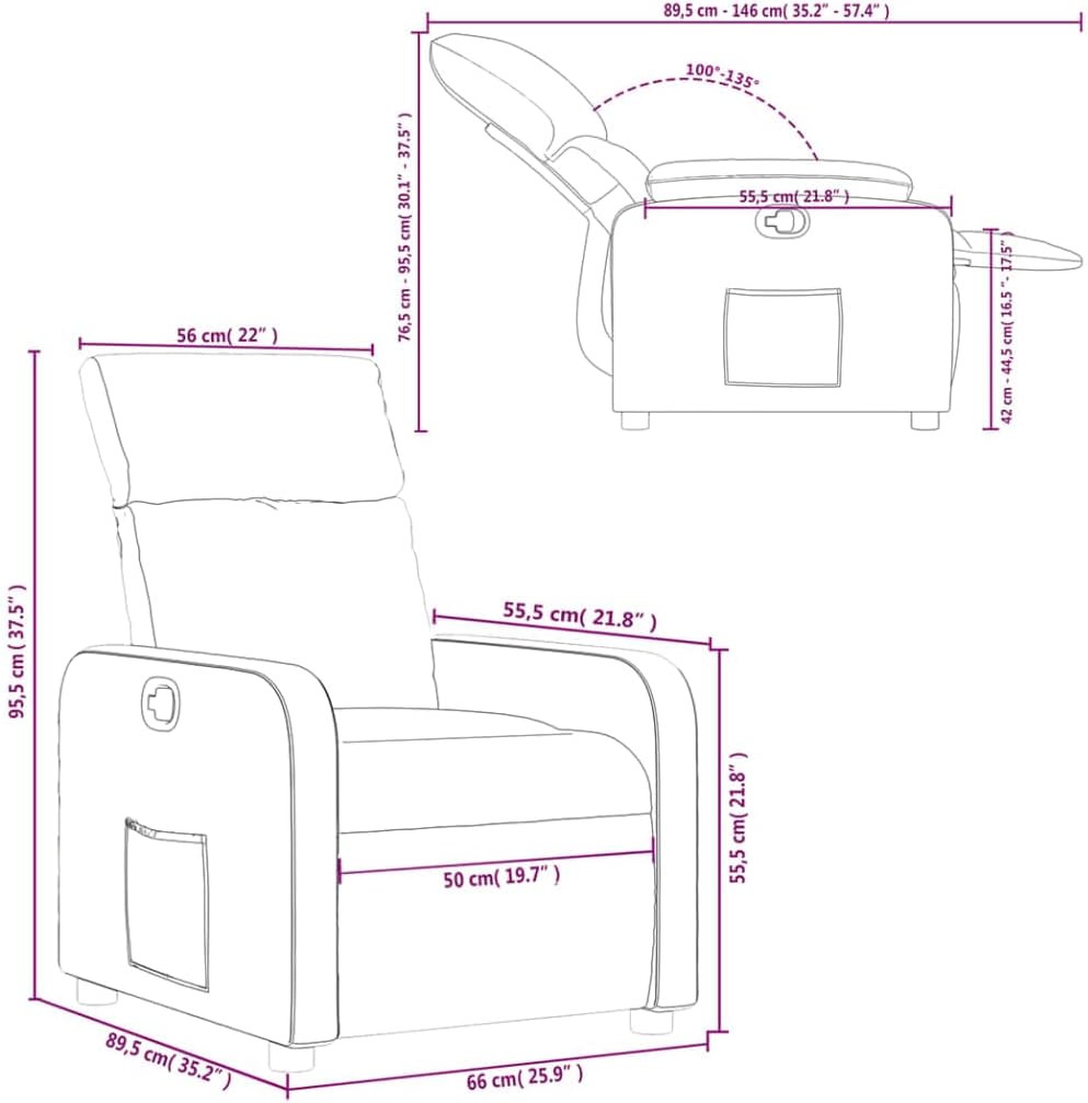 vidaXL Armchair adjustable fabric taupe