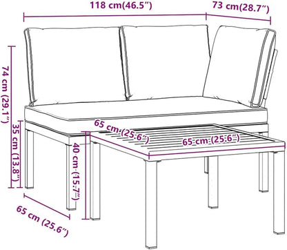 vidaXL 2-Piece Lounge Set with Cushions Aluminium Black, Garden Set, Garden Furniture, Patio Set, Garden Furniture, Lounge Sofa, Lounge Set Garden - QUORE