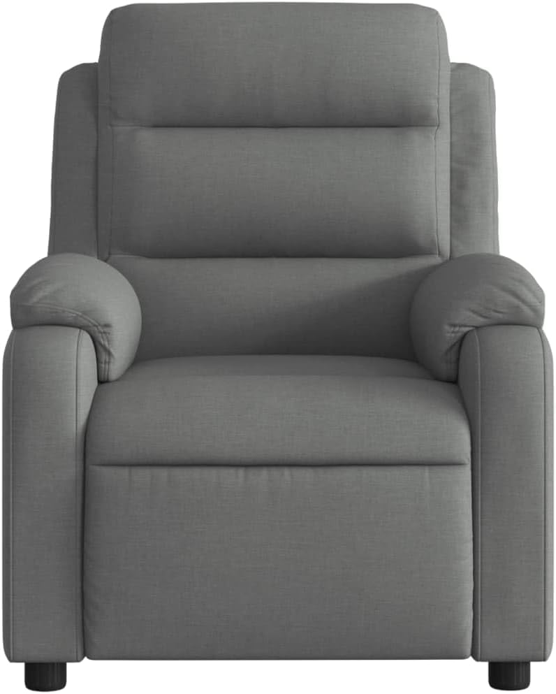 Relaxstoel donkergrijs stof TV fauteuil met ligfunctie, enkele ligstoel relaxstoel voor woonkamer, slaapkamer handmatig kantelsysteem mA5 - QUORE