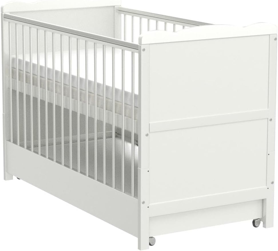 Babybedje – Wieg – Ledikant – Kinderbed – Juniorbed – Verstelbaar Met 3 Hoogtes – Met Opberglade En Aloe Vera Matras