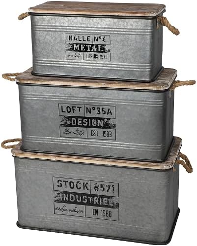 LOFT & METAAL CAISSE EN METAAL X3 S:51X27X27CM M:62X32X31CM L:68X35X35CM
