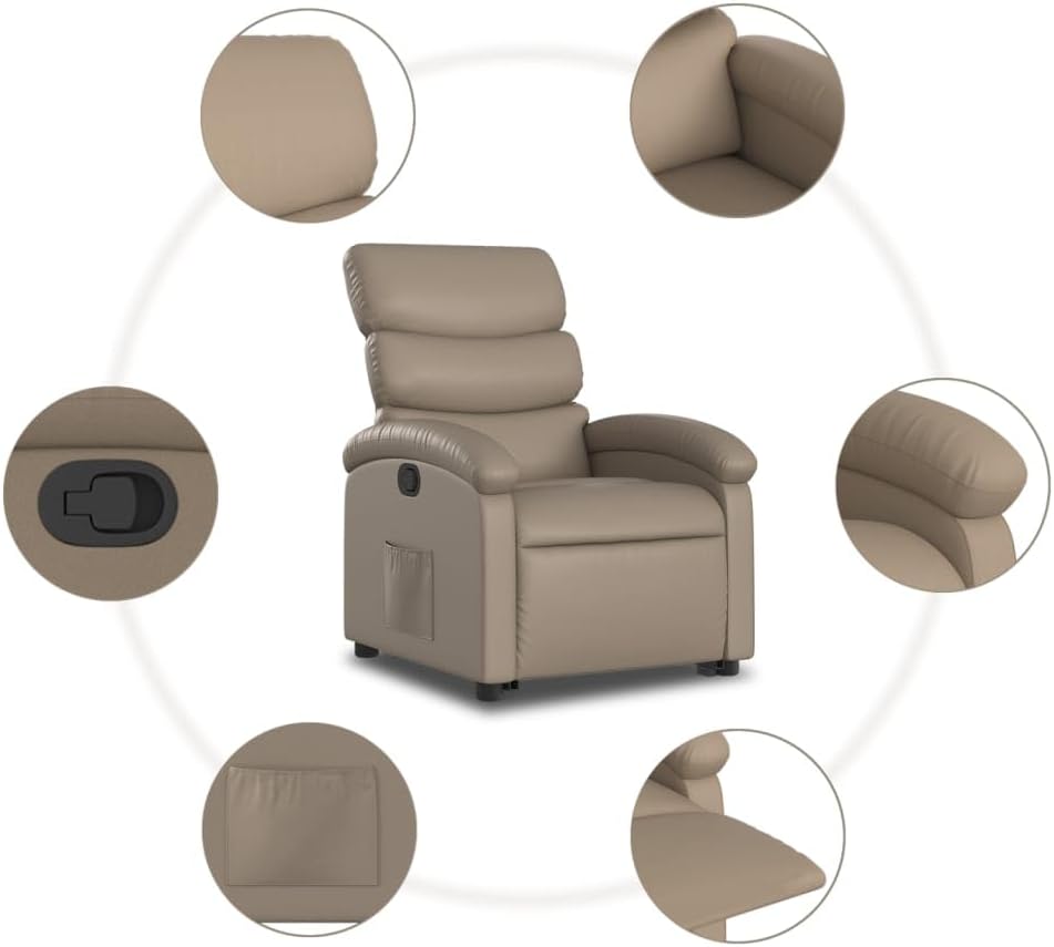 Cappuccino 3204046 fauteuil, met rugleuning, van kunstleer, meubelstuk voor woonkamer, fauteuil, relaxstoel, stoel voor slaapkamer - QUORE