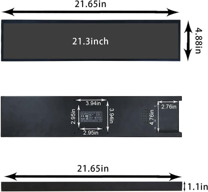 VSDISPLAY Draagbare Reclame Uitgerekte Bar LCD Monitor, 21.3 duim 1920x360 500 neten IPS Scherm met USB 2.0 Videopoort, Auto-play, Gespleten Vertoning