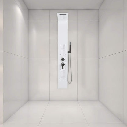 Douchepaneel – Douchepaneel Met Mengkraan – Douchewand – Regendouche – Massagedouche – 5 Functies – 304 Roestvrij Staal – 140 cm Hoog – Wit Gehard Polijstproces
