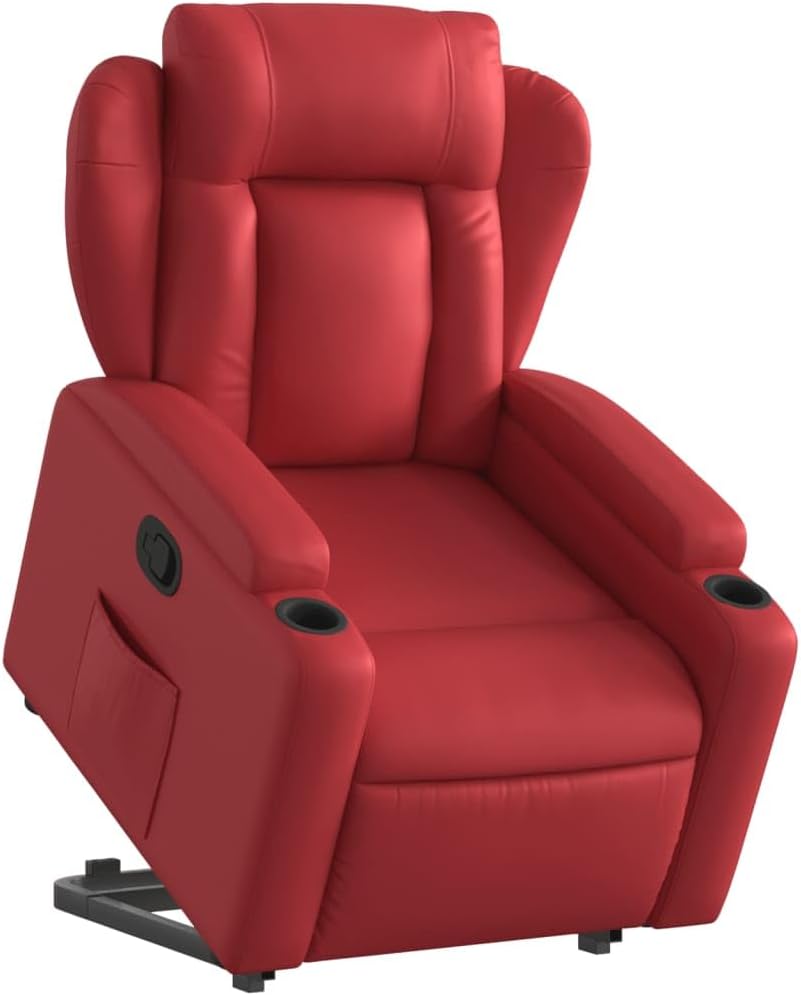 Relaxfauteuil – Elektrische Opsta Fauteuil – TV Stoel – Relaxstoel – Verstelbare Stoel – Kunstleer Rood – Elektrische Liftfunctie – Handmatige Rugleuning Verstelbaar