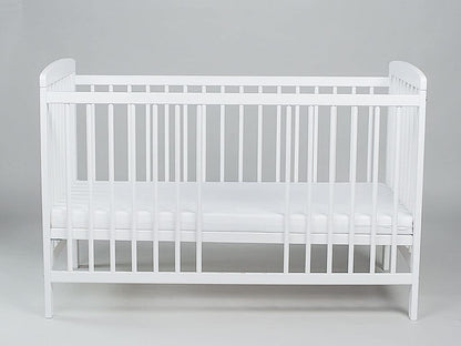 Cot JOSE White 120 x 60 cm - Cot with slatted frame 3 levels adjustable in height - Lacquered pine - QUORE