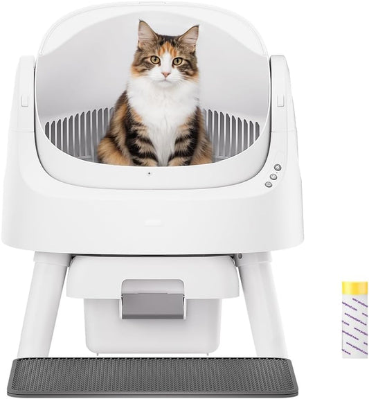 PetPivot Zelfreinigende kattenliterbak met open design, automatische en handmatige modi, directe reiniging en gemakkelijk te scheppen, ideaal voor grote katten, geschikt voor multi-kattenhuizen
