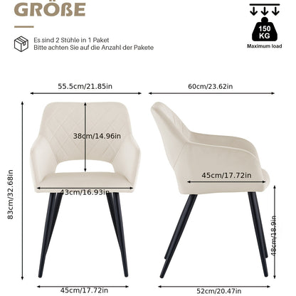 CLIPOP Black Velvet Dining Chairs Set Of 2, Upholstered Kitchen Chair with Arms And Metal Legs, Tub Reception Chairs for Dining Room Bedroom Office