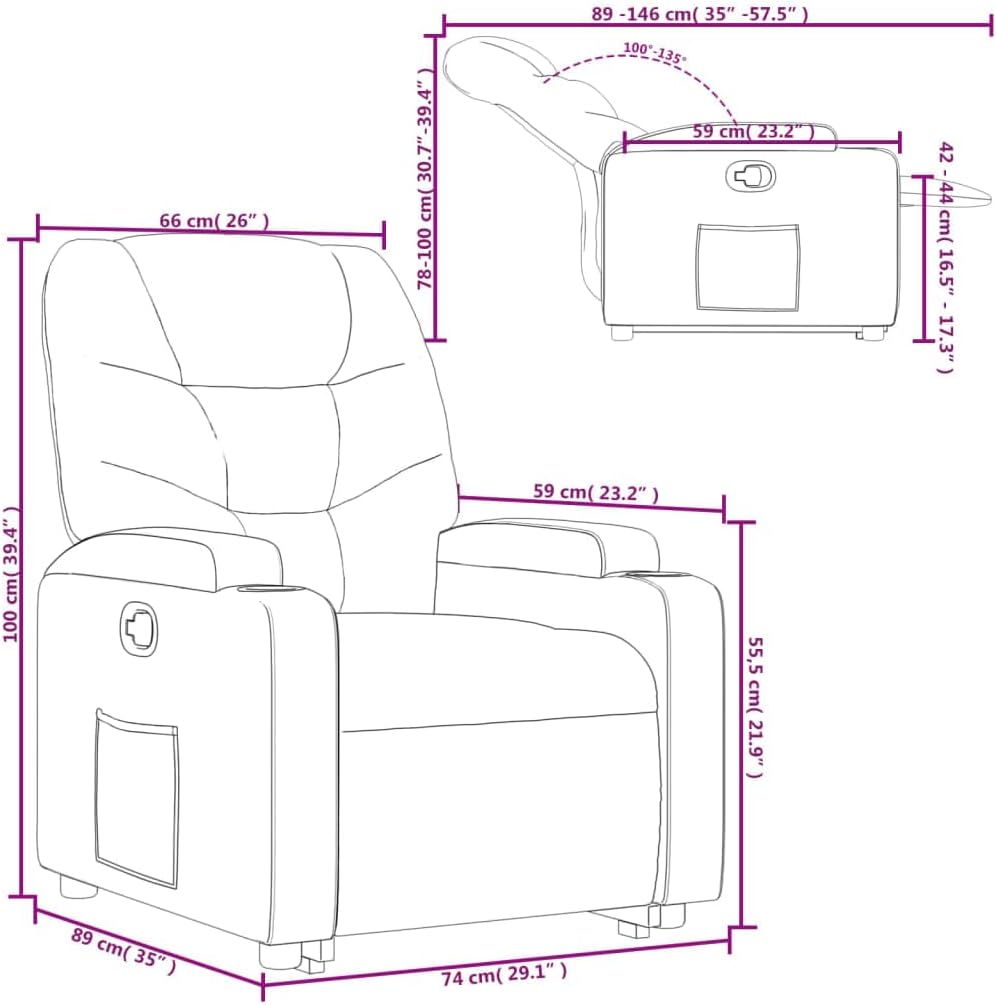 vidaXL Stand Up Chair Adjustable Fabric Light Grey, Stand Up Aid Recliner Armchair for Elderly, Electric Stand Up Aid Chair