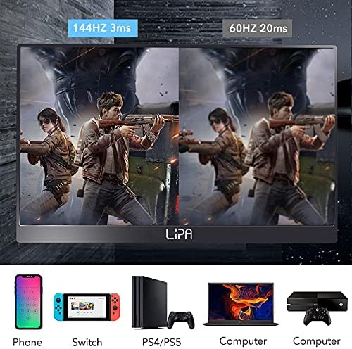 Lipa HDR-60 portable monitor Full HD 17.3" / 144Hz/Portable screen/HDMI/2x USB C/With case and kickstand/Also for consoles/Easy to carry / 1920 x 1080 pixels/Dual Speakers - QUORE