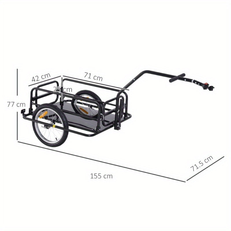Fietsaanhanger – Bakfiets – Transportkar – Cargo Trailer – Fietskar – Opvouwbaar – 40 kg Capaciteit – Zwart Metalen Frame
