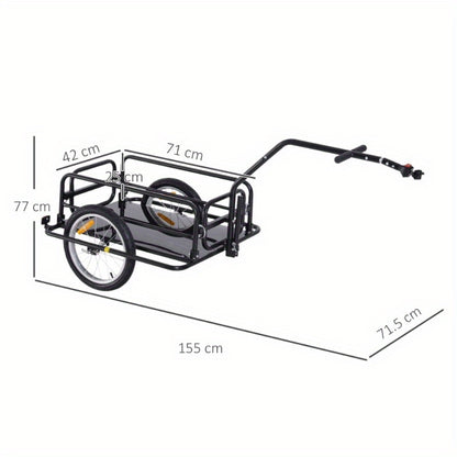 Fietsaanhanger – Bakfiets – Transportkar – Cargo Trailer – Fietskar – Opvouwbaar – 40 kg Capaciteit – Zwart Metalen Frame