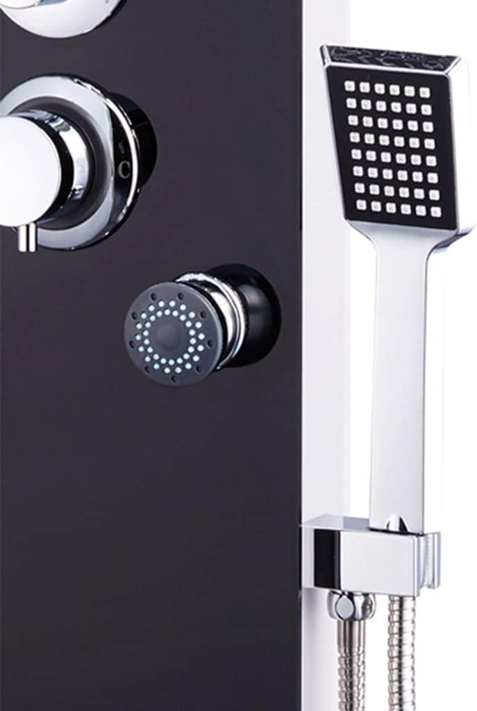vidaXL Shower Panel Glass Black Shower Panel System Massage Shower Shower