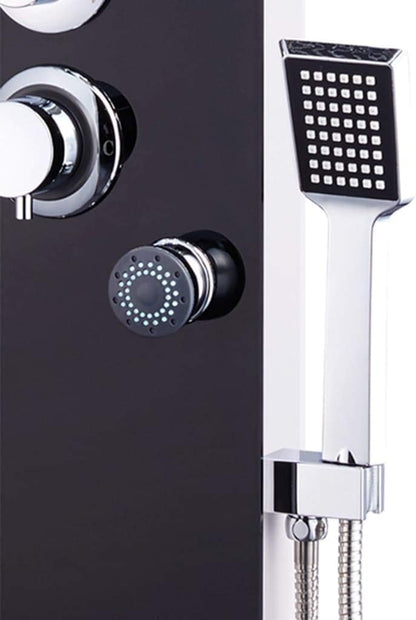 vidaXL Shower Panel Glass Black Shower Panel System Massage Shower Shower
