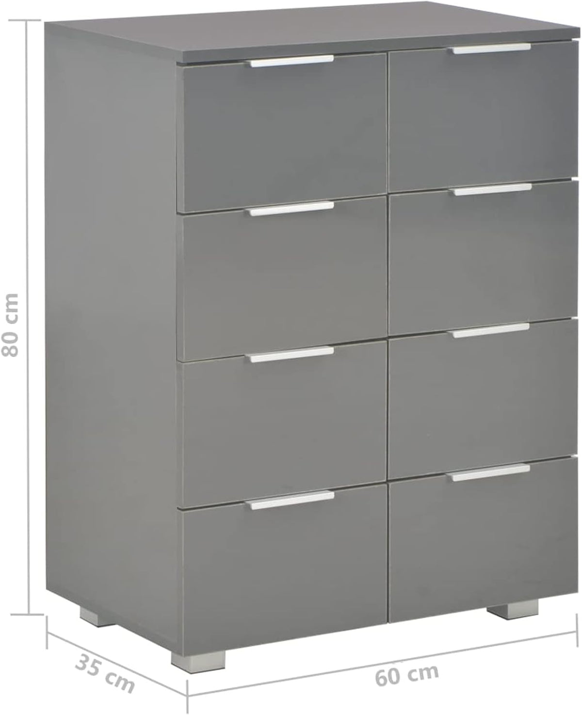 Sideboard Living Room Cabinets Living Room Angled Storage Cabinet Sideboard High Gloss Grey 60x35x80cm Wood Material - QUORE