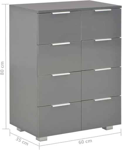 Sideboard Living Room Cabinets Living Room Angled Storage Cabinet Sideboard High Gloss Grey 60x35x80cm Wood Material - QUORE