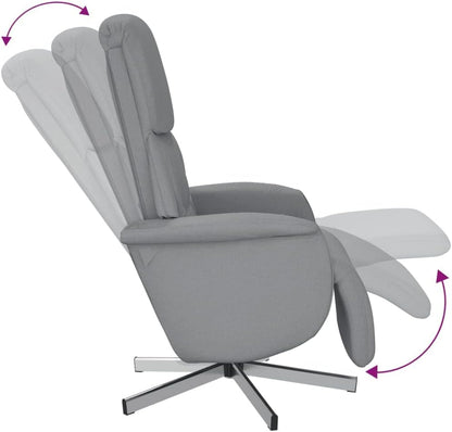 Relaxfauteuil – Verstelbare Fauteuil – Leunstoel – Draaifauteuil – Relaxstoel – Lichtgrijs – 360° Draaibaar – Handmatig Verstelbare Rugleuning en Voetensteun