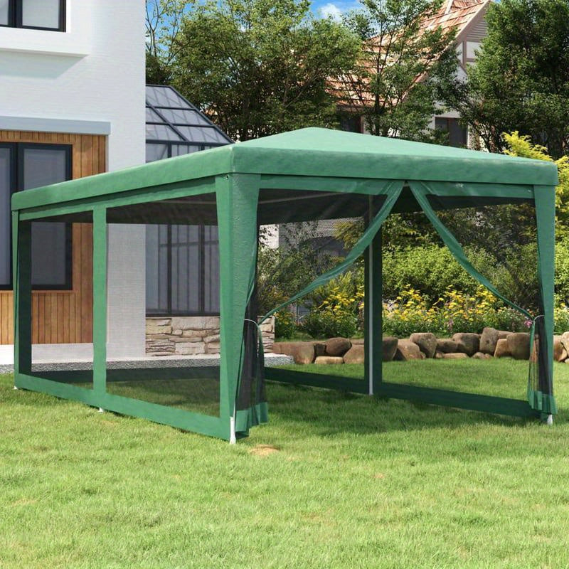 Party tent with 6 mesh side walls Green 3x6m HDPE