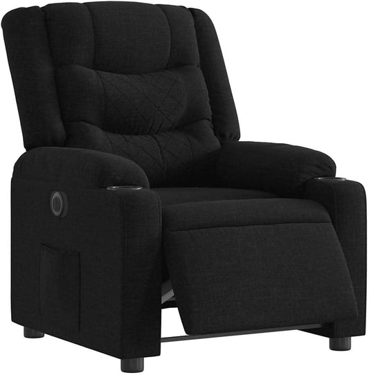 Elektrisch Verstelbare Fauteuil – Relaxstoel – Zetel – TV Stoel – Loungestoel – Zwart Polyester – Verstelbare Rugleuning & Voetensteun – Stevig Frame