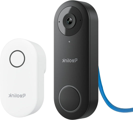 Reolink Video Doorbell Camera PoE with REOLINK Bell, 2K+ Super HD Video Wired Outdoor Camera, 180° Diagonal Image, Two-Way Audio, Person Detection, Waterproof, Warnings, Works With REOLINK NVR - QUORE