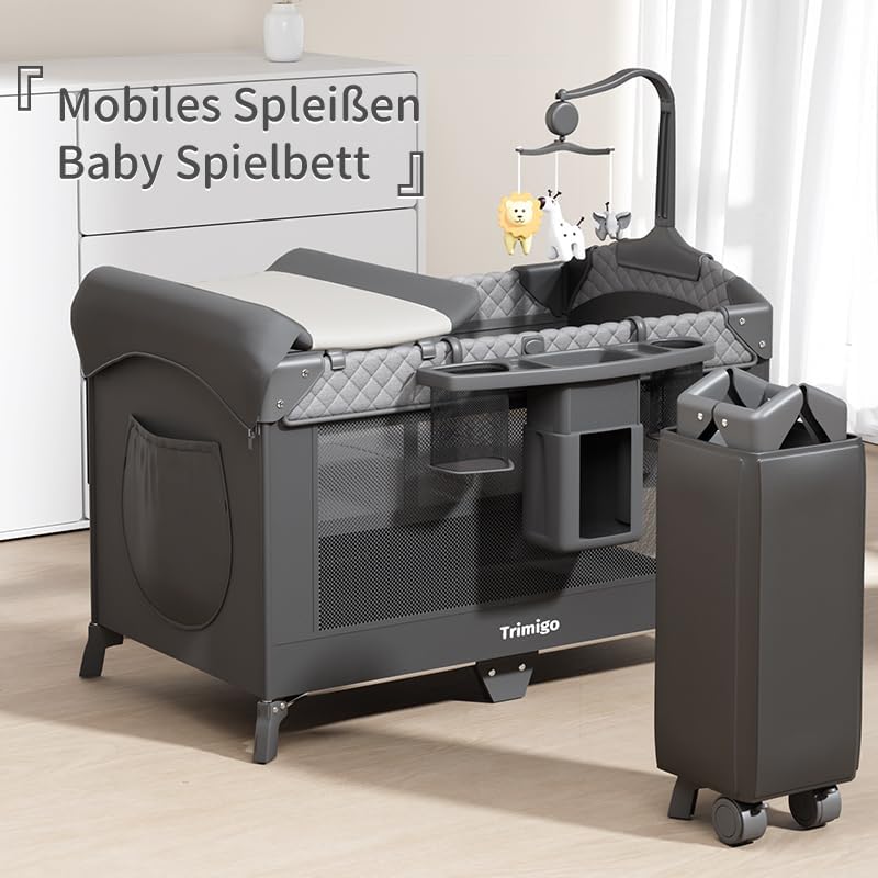 Opvouwbaar babybedje & reisbed & bijzetbed – Draagbaar babybed hoogteverstelbaat, draagbaar & eenvoudig op te bergen, incl. speelgoed, verschoontafel en muggennet – Cadeau voor jonge ouders