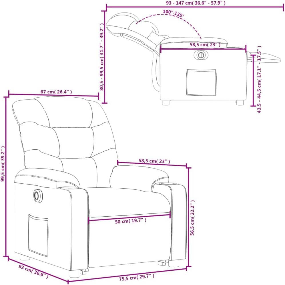 vidaXL Stand up chair electrically adjustable fabric brown