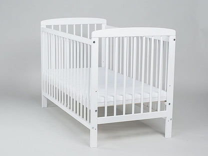 Cot JOSE White 120 x 60 cm - Cot with slatted frame 3 levels adjustable in height - Lacquered pine - QUORE