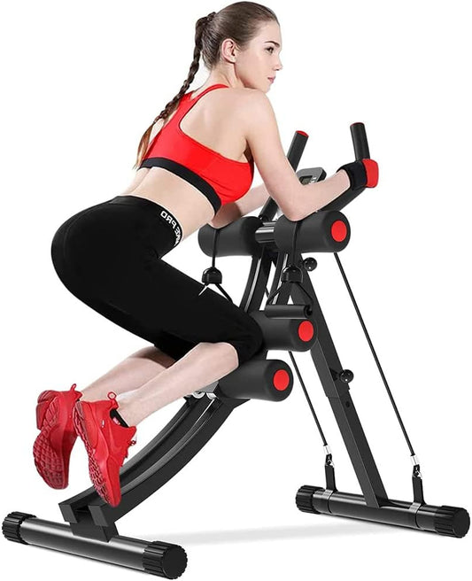 Buiktrainer – Core Trainer – Ab Cruncher – Fitnessmachine – Home Gym – Verstelbare Hoogtes – Duurzaam Stalen Frame – LCD Scherm