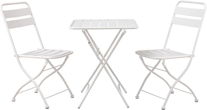 Estosa Tuintafelset + 2 stoelen van aluminium in verschillende kleuren, robuust en duurzaam, gemakkelijk inklapbaar, met rubberen voetjes (wit)