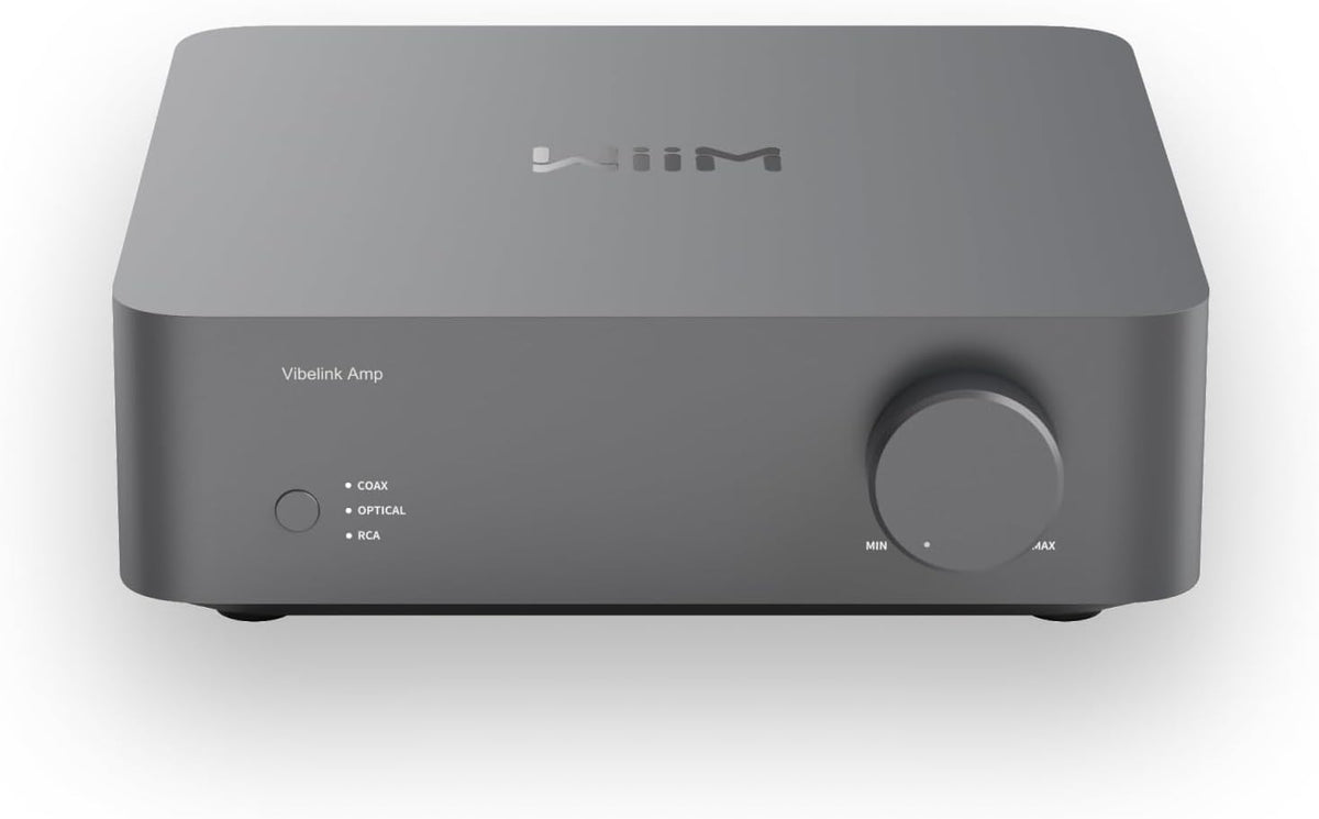 WiiM Vibelink Amp | 100W versterker met premium ESS 9039Q2M DAC en TI TPA3255 | Compatibel met WiiM Mini, Pro, Pro Plus en Ultra | RCA-, coaxiale en optische ingangen | Space Gray