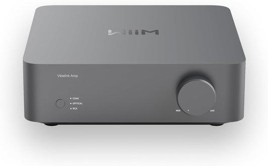 WiiM Vibelink Amp | 100W versterker met premium ESS 9039Q2M DAC en TI TPA3255 | Compatibel met WiiM Mini, Pro, Pro Plus en Ultra | RCA-, coaxiale en optische ingangen | Space Gray