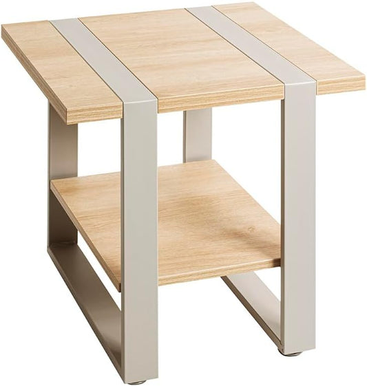 HAKU Bijzettafel, eiken, grijs (kasjmiergrijs), metaal, spaanplaat - afmetingen: 45 x 45 x 45 cm (b x h x d), stijl: modern
