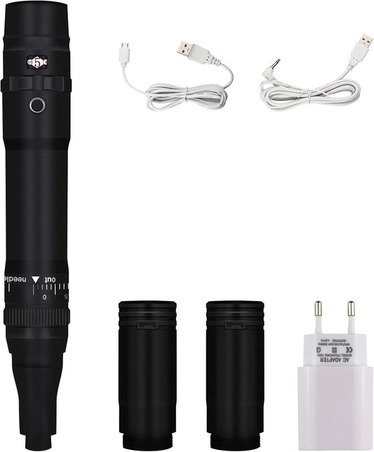 Microblading Batterij Permanente make-up Machine met 2 Microshading Backup Batterijen met 10 stuks Cartridge Naalden (Zwart)