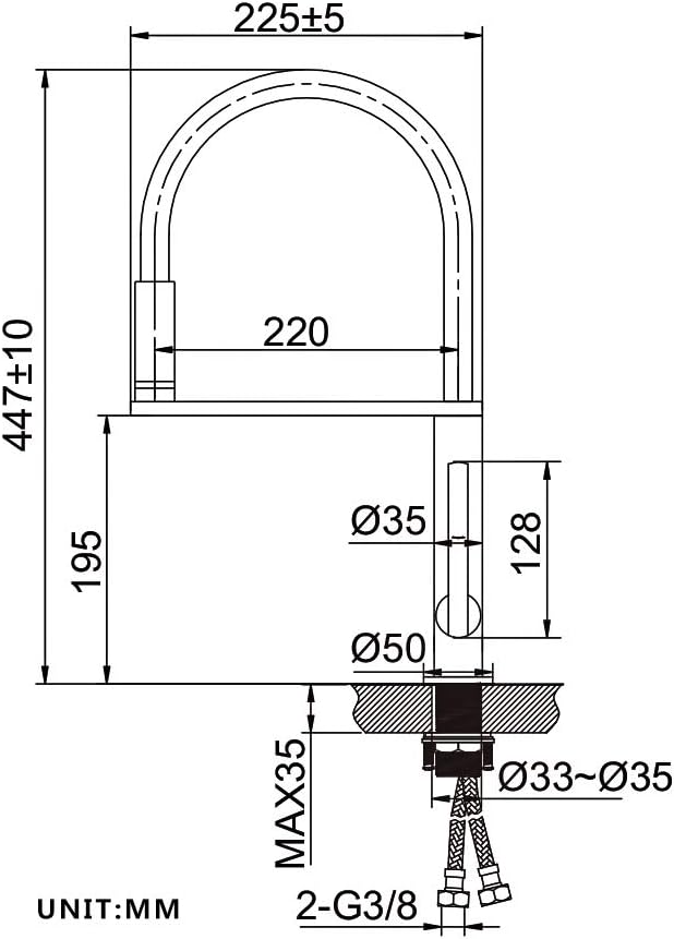 Grifema Dover - Kitchen Faucet with built-in LED light spout, three changes, flexible spout sink mixer, brushed nickel