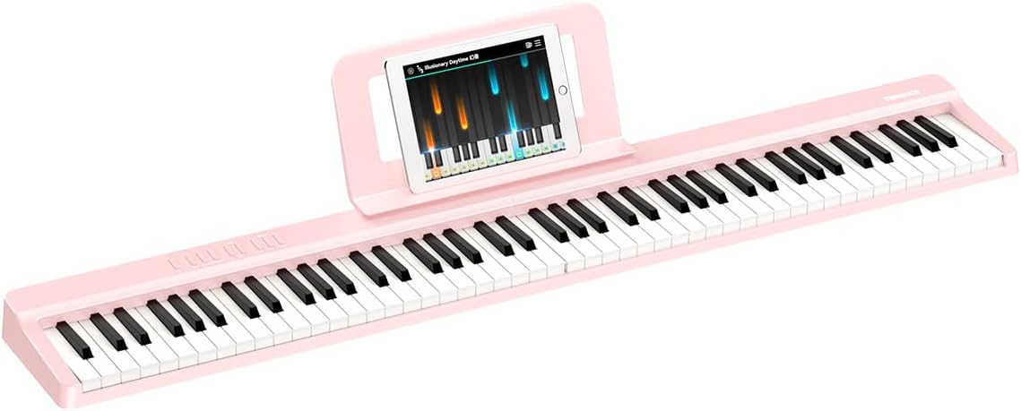 E-piano 88 toetsen – Keyboard Piano – Digitale Piano – Elektrische Piano – Opvouwbare Piano – Roze – Opvouwbaar Ontwerp – Bluetooth En Opnamefunctie