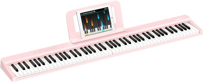 E-piano 88 toetsen – Keyboard Piano – Digitale Piano – Elektrische Piano – Opvouwbare Piano – Roze – Opvouwbaar Ontwerp – Bluetooth En Opnamefunctie