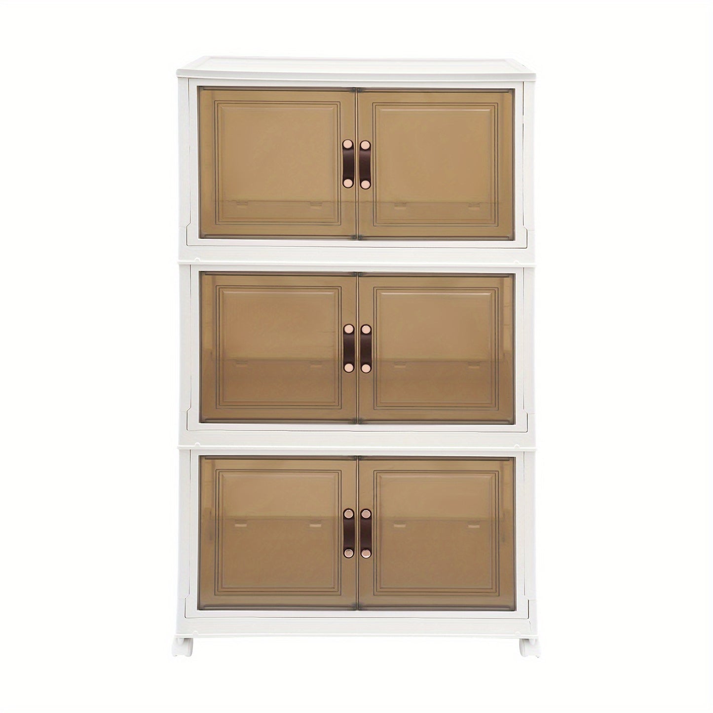 Extra Large Cabinet Locker Cabinet Storage Cabinet with Doors - Heavy-Duty PP/HIPS, Foldable Modular Design with 4-Wheel Mobility, 3-Tier Shelving System for Home, Office, Gym - Space-Saving Storage Cabinet with Door Locking