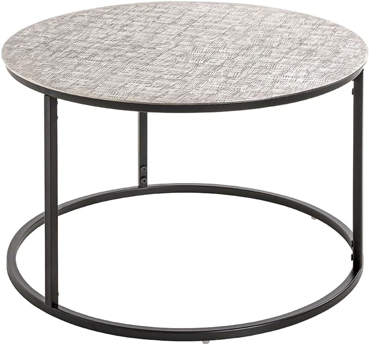 HAKU Bijzettafel zwart, zilver, metaal - Maat: H 37 cm x Ø 59 cm, Stijl: Modern