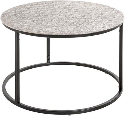 HAKU Bijzettafel zwart, zilver, metaal - Maat: H 37 cm x Ø 59 cm, Stijl: Modern