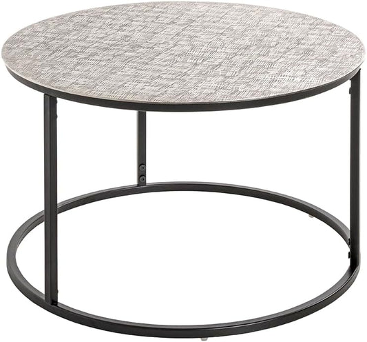 HAKU Bijzettafel zwart, zilver, metaal - Maat: H 37 cm x Ø 59 cm, Stijl: Modern