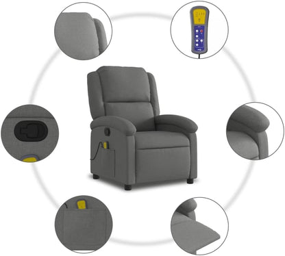 vidaXL Massage Chair Adjustable Fabric Dark Grey, Chair Armchair, Armchair, Armchair, Armchair, Chair, TV Chair, TV Chair, TV Chair, TV Recliner - QUORE
