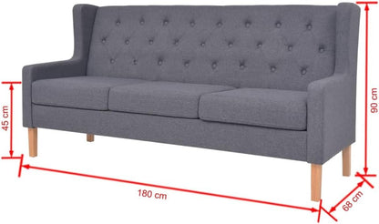 vidaXL Three seater sofa fabric grey, fabric sofa, lounge, living room sofa, fabric sofas, loungers, living room sofas, living room sofas, living room sofas - QUORE