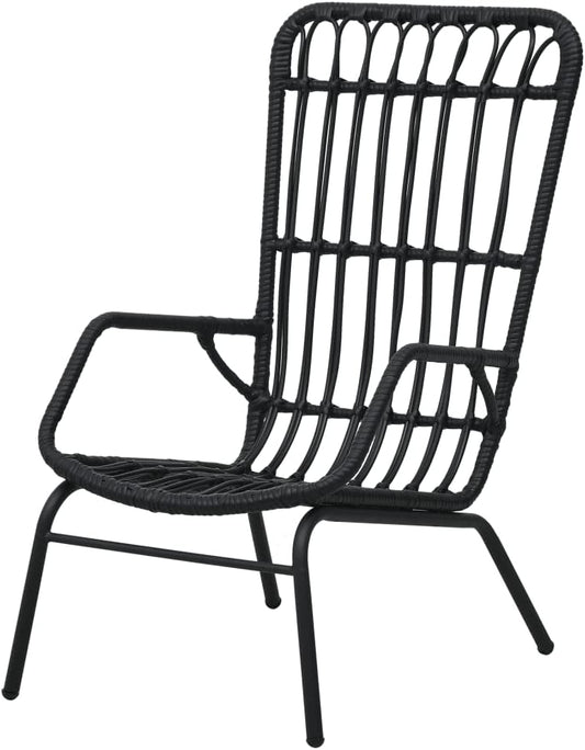 vidaXL Garden chair poly rattan black - QUORE