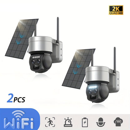 Draadloze Beveiligingscamera – Buitencamera – Wi-Fi Camera – Zonne-energie Camera – 2K HD Beeld – PTZ Functie – Tweeweg-Audio