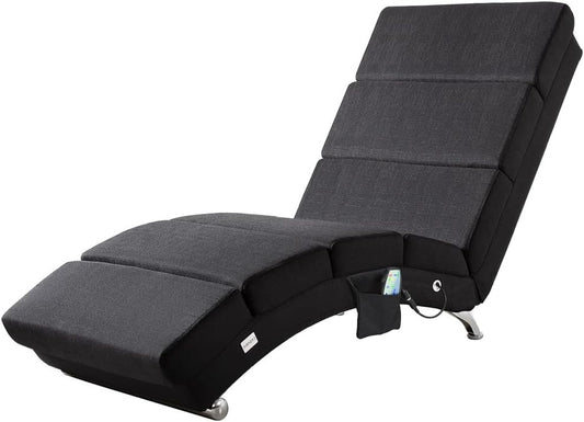 Casaria Relax Chair XXL Massage and Heating Function 186x89x55 cm Ergonomic Fabric Upholstered 180 kg Loadable Living Room Chaise Longue Relax Chair Anthracite - QUORE