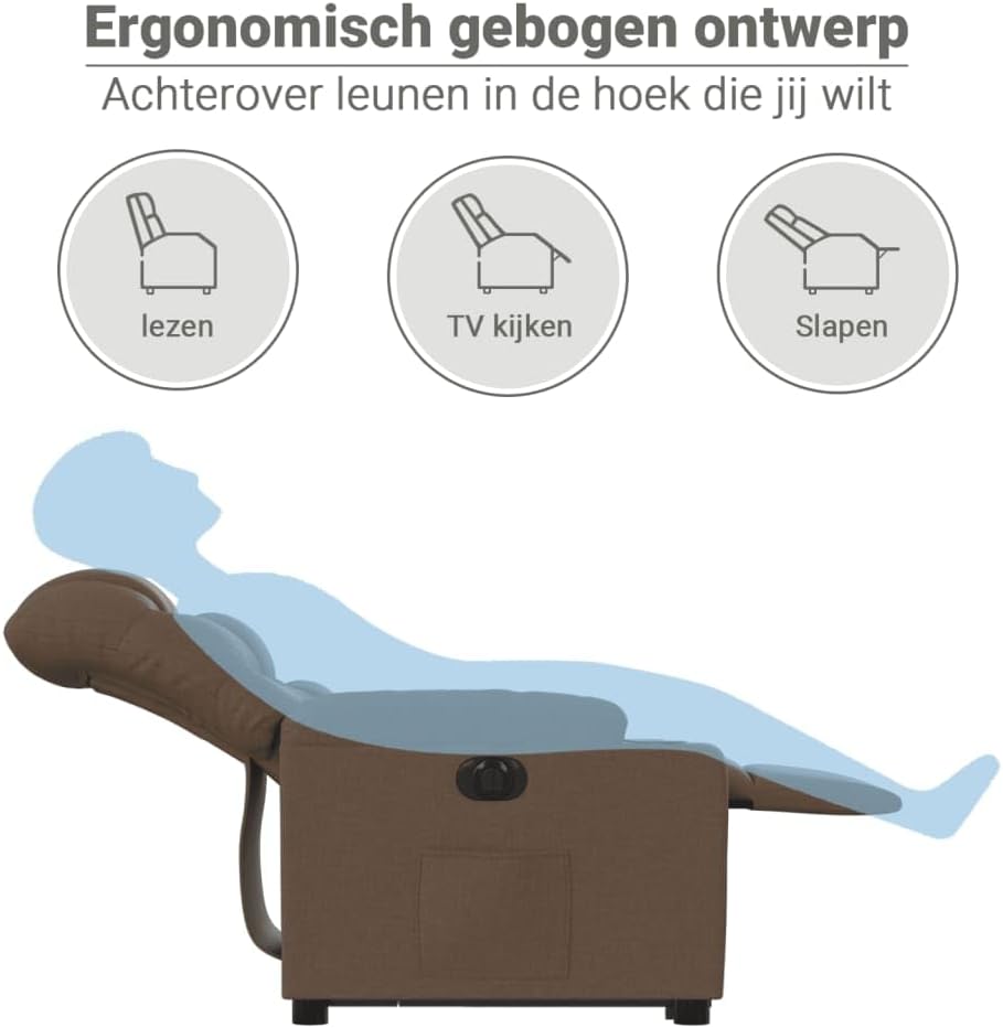 vidaXL Stand up chair electrically adjustable fabric brown