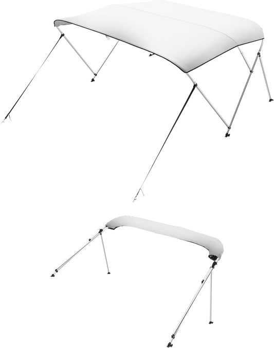 VEVOR Boottent met 3 bogen, parasol van 600D polyester met frame van aluminiumlegering, waterdicht zonnedak met opbergtas, breedte 137 tot 152 cm, lichtgrijs
