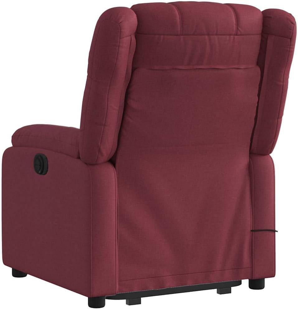 Elektrische Massagestoel – Sta-op Stoel – Relaxfauteuil – TV Fauteuil – Verstelbare Ligstoel – Wine Red Stof – Elektrische Kantelfunctie – 6-Punts Massage
